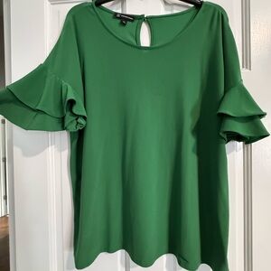 INC International Concepts Emerald Ruffle Sleeve Blouse
